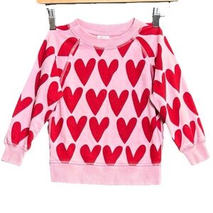 Hanna Andersson Toddler Valentines Print Sweatshirt Pink With Red Hearts Sz 3T